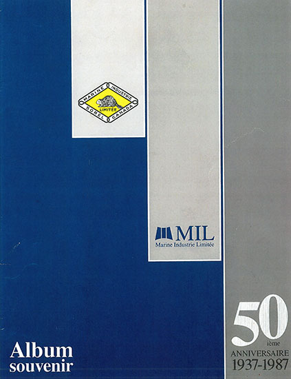 Page couverture colorée en jaune et bleu avec les différents logos utilisés par la compagnie.