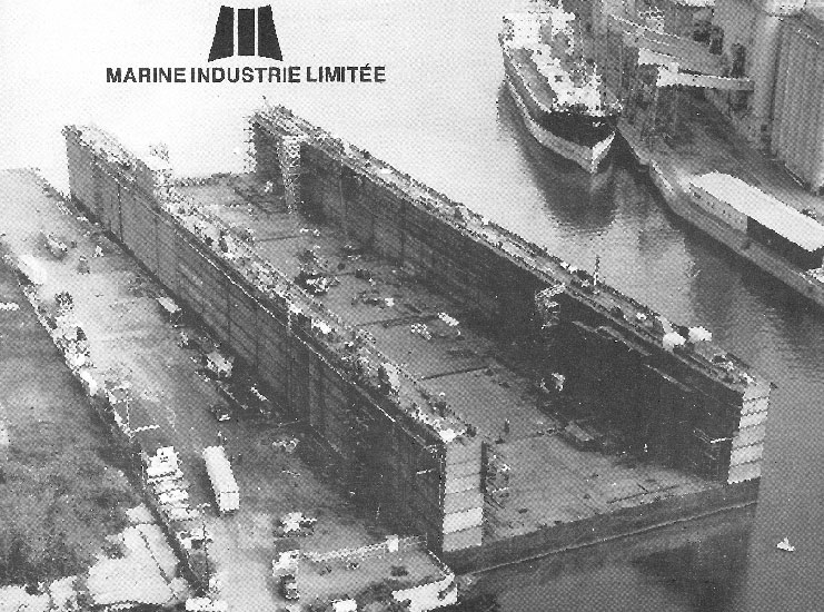 Photo de la cale sèche aux chantiers de Marine Industrie apparaissant sur un document promotionnel de la compagnie.