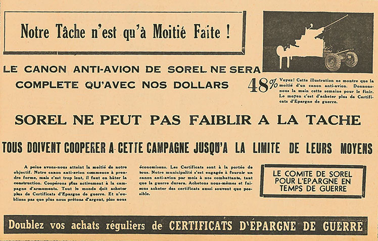 Publicité parue dans un journal comportant l'illustration d'un canon.