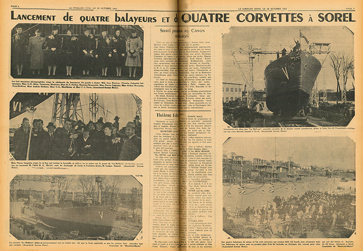 Un article de journal montrant les invités et les navires de guerre lors du lancement.